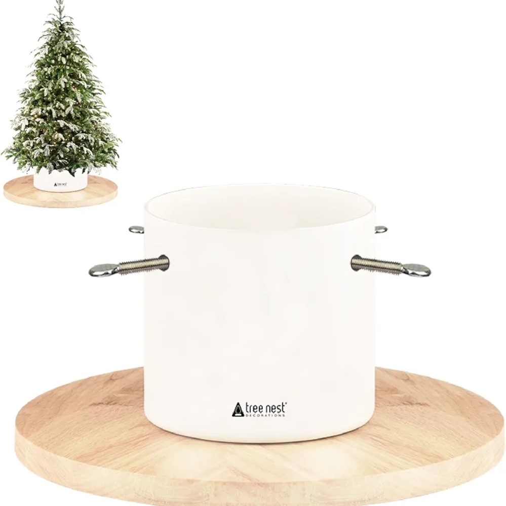 Moonlight by Tree Nest White Metal & Wood Christmas Tree Tabletop Stand